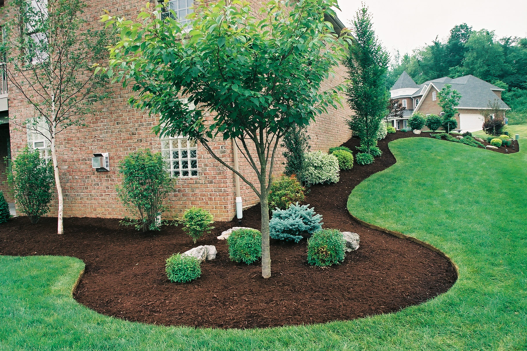 Professional landscape design and installation in Twin Cities area showing native Minnesota plants and hardscaping features